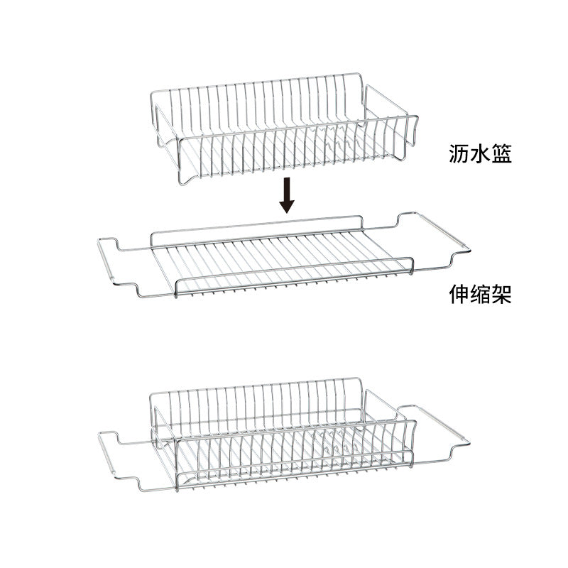 304 stainless steel extendable draining rack, kitchen sink, vegetable basket, dish rack, countertop storage rack - Image 4