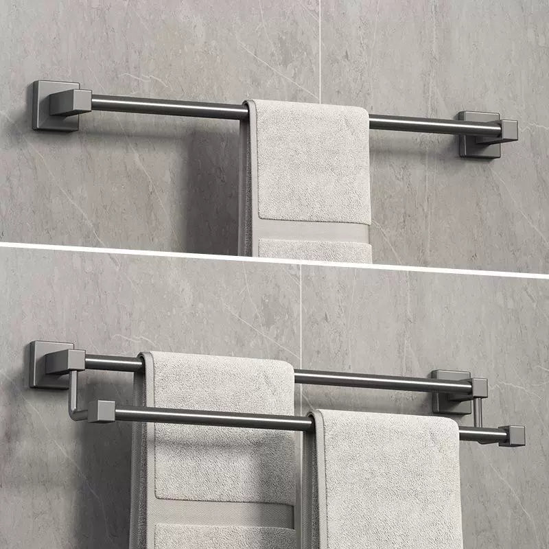 Gun gray stainless steel towel rack, towel bar, no need for drilling, single bar, bathroom, double bar, bath towel rack, bathroom rack, hotel