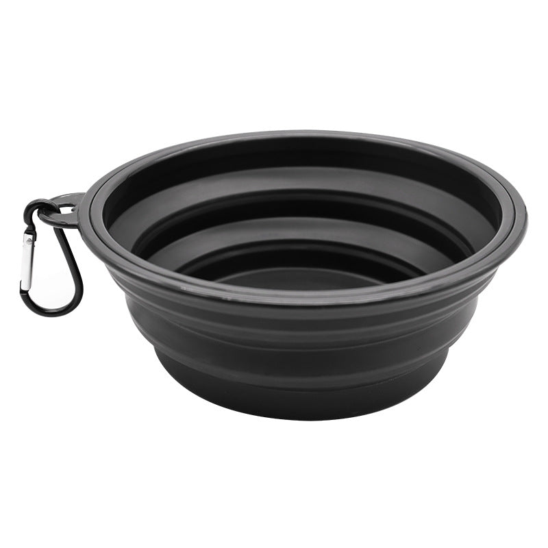 Dog bowl, pet foldable bowl, suitable for cats and dogs, portable pet feeding spray tray, suitable for walking, parking lot and travel, with climbing buckle 狗碗宠物可折叠碗，猫狗可用，便携式宠物喂食喷盘，用于步行停车场旅行，带 登山扣 - 宠物友好型户外用品 - Zhongshan Star Trade - Black - 黑框带扣2900ml