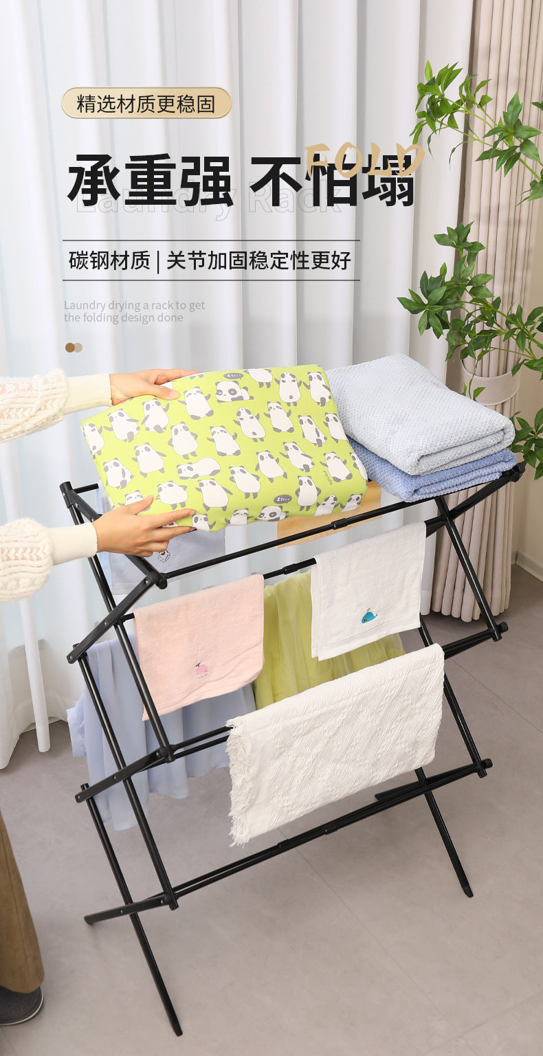 The telescopic folding clothes drying rack can be stretched wide, the telescopic towel rack is a simple floor - standing household clothes drying pole 伸缩折叠晾衣架可拉宽伸缩毛巾架落地家用简易落地晾衣杆 - 折叠式多功能晾衣架 - Zhongshan Star Trade
