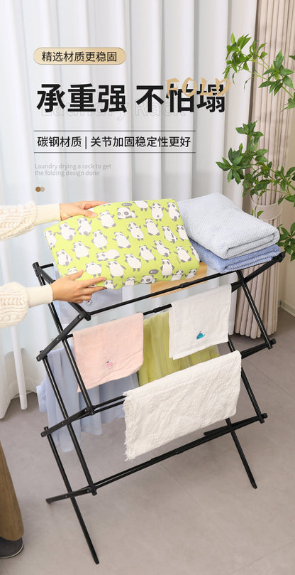 The telescopic folding clothes drying rack can be stretched wide, the telescopic towel rack is a simple floor - standing household clothes drying pole 伸缩折叠晾衣架可拉宽伸缩毛巾架落地家用简易落地晾衣杆 - 折叠式多功能晾衣架 - Zhongshan Star Trade