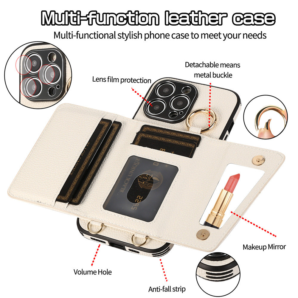 The crossbody lanyard card insert phone case is suitable for the Apple series