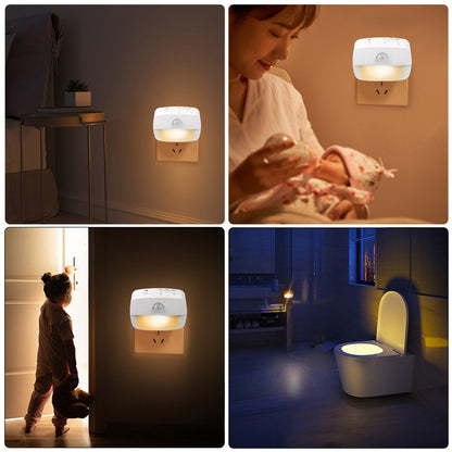 Intelligent human body sensor plug-in night light LED infrared sensor room staircase corridor light PIR night light