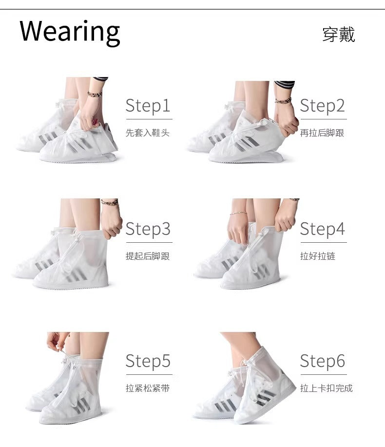 Rain Boot Waterproof Shoes Covers, Sand Control Non-Slip Shoe Cover Galoshes, PVC Rubber Sole Reusable Rain Snow Boots Oversh