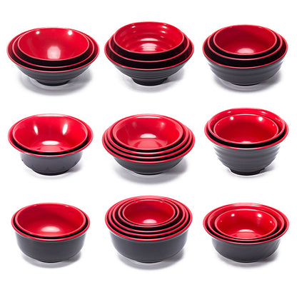 Melamine black and red plastic small bowls, restaurant hot pot seasoning bowls, dipping sauce bowls, canteen rice bowls, breakfast porridge and soup bowls 密胺黑红塑料小碗餐厅饭店火锅调料碗蘸酱碗食堂米饭碗早餐粥汤碗 - 日式餐具 - Zhongshan Star Trade