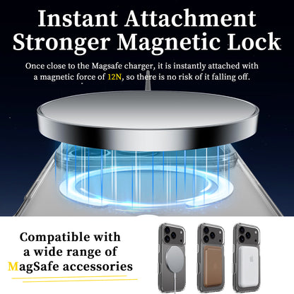 This magnetic transparent iphone16plus drop protection case is suitable for the iPhone 17promax phone case