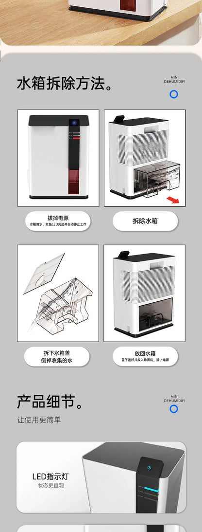 Household dehumidifier, silent and intelligent dehumidification artifact, air dryer, bedroom dehumidifier, household dehumidi
