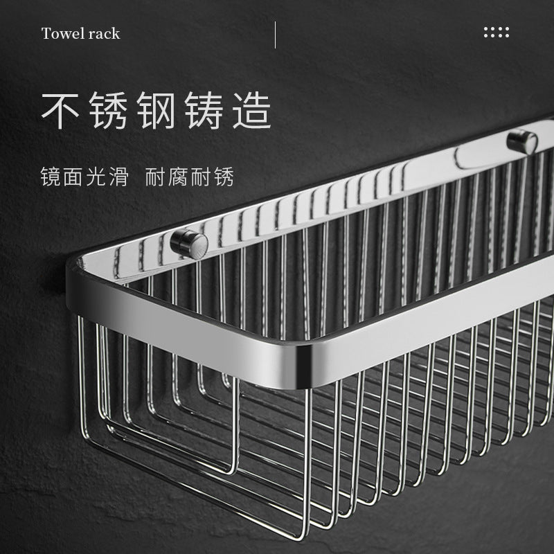 304 stainless steel bathroom storage rack rectangular wall mounted storage mesh basket bathroom shower room washbasin corner rack