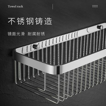 304 stainless steel bathroom storage rack rectangular wall mounted storage mesh basket bathroom shower room washbasin corner rack