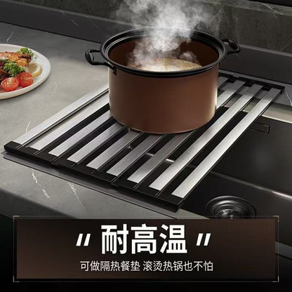 304 Stainless Steel Kitchen Sink Drain Rack, Dish and Plate Holder, Foldable and Telescopic Drain Basket - Image 5