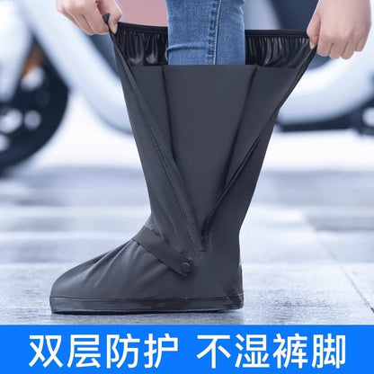 High-top rainproof shoe covers, outdoor cycling thickened waterproof rain boots, shoe covers, anti-slip and wear-resistant ra