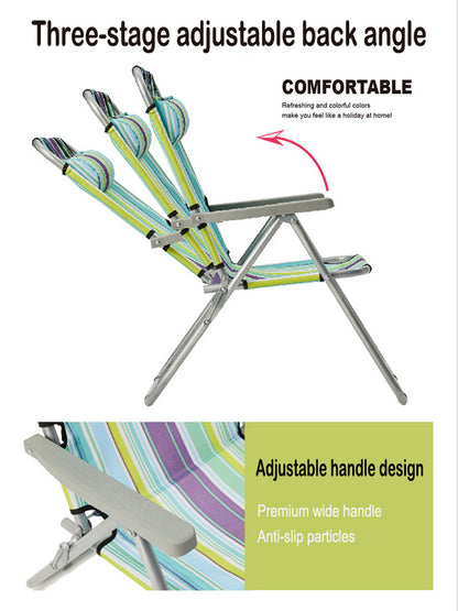Folding beach chairs, foldable camping chairs, with headrests and armrests折叠沙滩椅，可折叠露营椅，带头枕、和扶手 - 户外折叠椅 - Zhongshan Star Trade