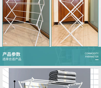 Folding clothes drying rack - Durable and space - saving laundry and towel rack, sturdy hanger for hanging clothes both indoors and outdoors, made of stainless steel 折叠晾衣架 – 耐用、节省空间的洗衣和毛巾架、坚固的衣架，用于在室内和室外悬挂衣服，不锈钢 - 折叠式多功能晾衣架 - Zhongshan Star Trade