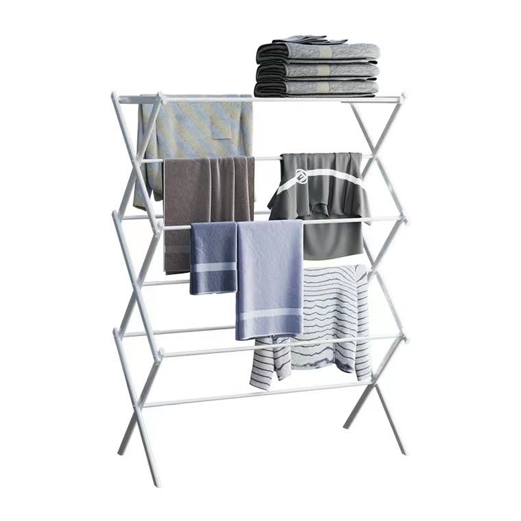 Folding clothes drying rack - Durable and space - saving laundry and towel rack, sturdy hanger for hanging clothes both indoors and outdoors, made of stainless steel 折叠晾衣架 – 耐用、节省空间的洗衣和毛巾架、坚固的衣架，用于在室内和室外悬挂衣服，不锈钢 - 折叠式多功能晾衣架 - Zhongshan Star Trade