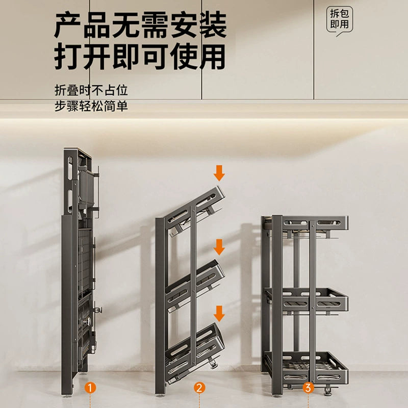 304 stainless steel folding draining dish rack, kitchen multi-functional storage stand, multi-layer dish cabinet, dish and sp