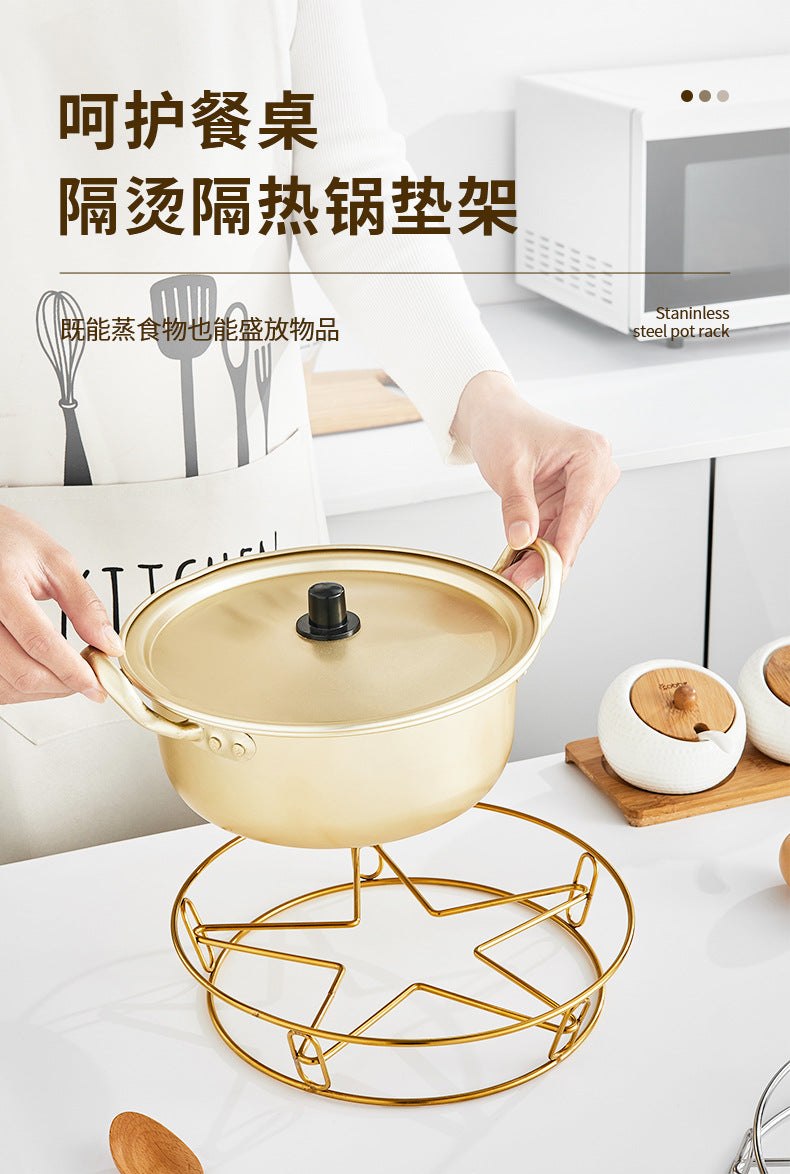 Kitchen shelf pot rack kitchen insulation anti-scalding pot storage bracket round waterproof steam rack countertop pot rack