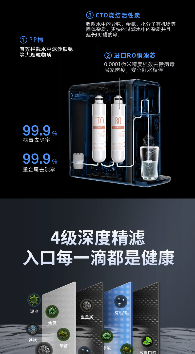 No-installation RO pure water machine, desktop hydrogen-rich heating integrated machine, household instant hot water dispenser, water purifier