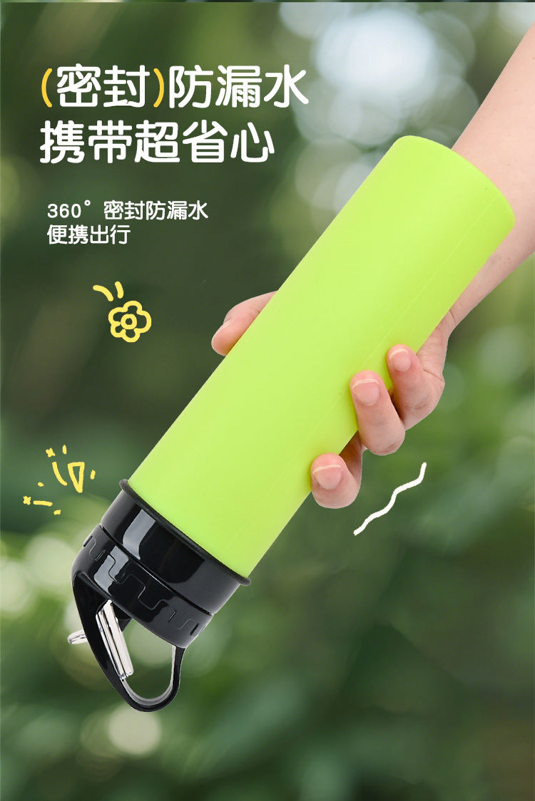 Silicone outdoor water bottle, high appearance level, pp high - temperature resistant, shockproof, portable, folding water cup for children, students and adults 硅胶户外水壶高颜值pp耐高温防摔便携儿童学生成人折叠水杯 - 保温杯 - Zhongshan Star Trade