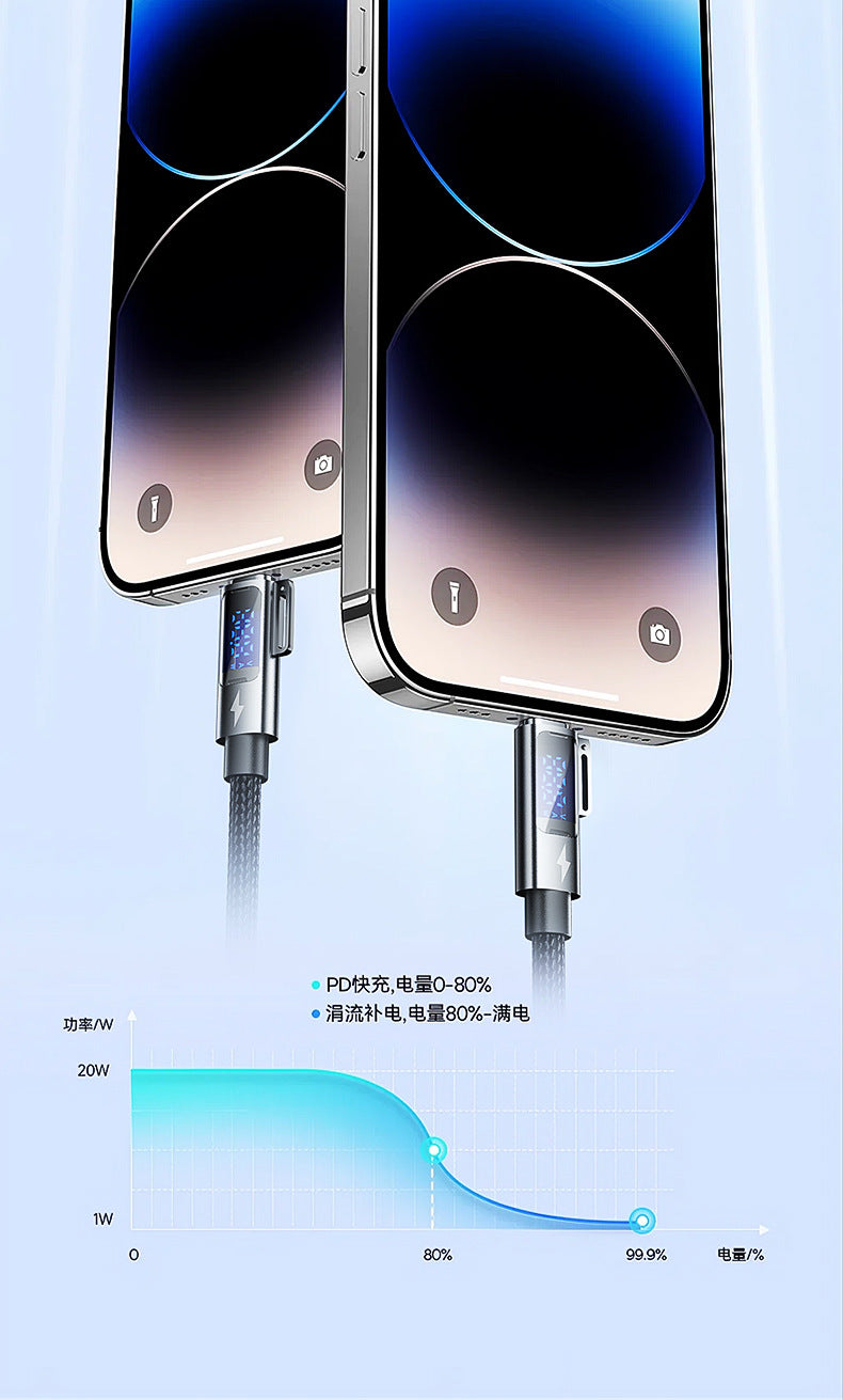 240w four-in-one braided digital display super fast charging cable, 1.5-meter extended, suitable for Apple and Android Type-C data cable