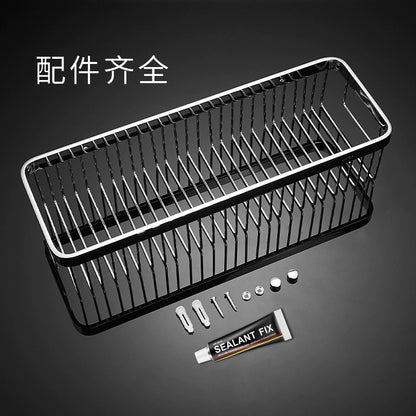 304 stainless steel bathroom storage rack rectangular wall mounted storage mesh basket bathroom shower room washbasin corner rack