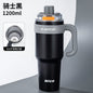 Giant large-capacity insulated ice cup, portable ceramic inner liner straw cup for men, one-click quick-opening insulated cup
