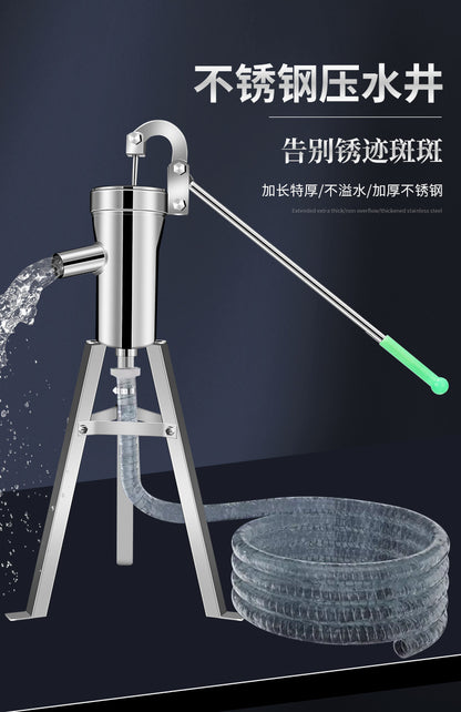 Water pump - stainless steel household hand-operated water pump for old-fashioned water wells, hand-operated water pump for wellheads, hand-operated water pump for drawing water by pressure.