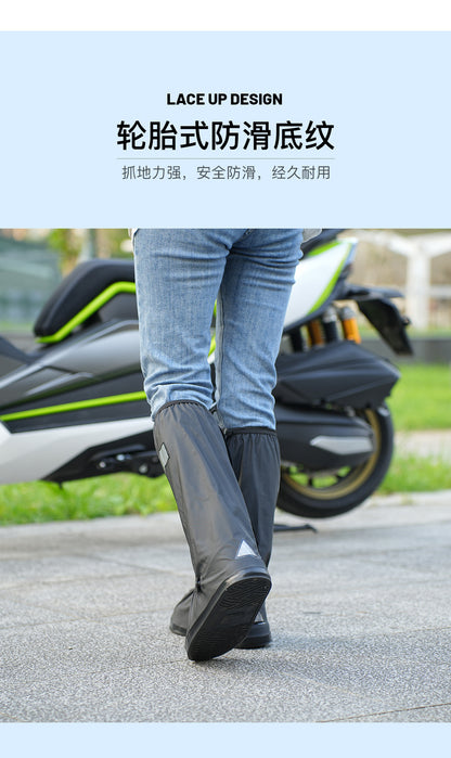 High-top rainproof shoe covers, outdoor cycling thickened waterproof rain boots, shoe covers, anti-slip and wear-resistant ra