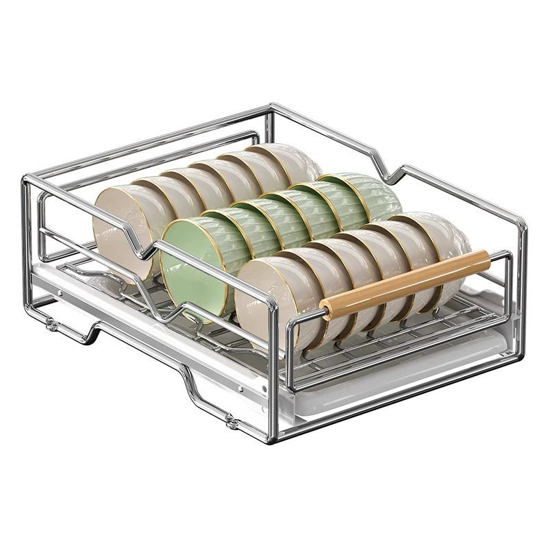 厨房碗碟抽拉收纳架碗盘橱柜拉篮抽屉式放碗水槽沥水碗碟置物架子 - Image 16