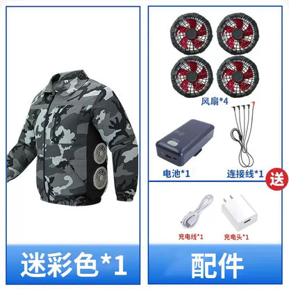 【 Side-waist fan air-conditioned Clothing 】 Summer work clothes, workshop construction site labor protection clothing, factory uniforms, heatstroke prevention and cooling fan clothing