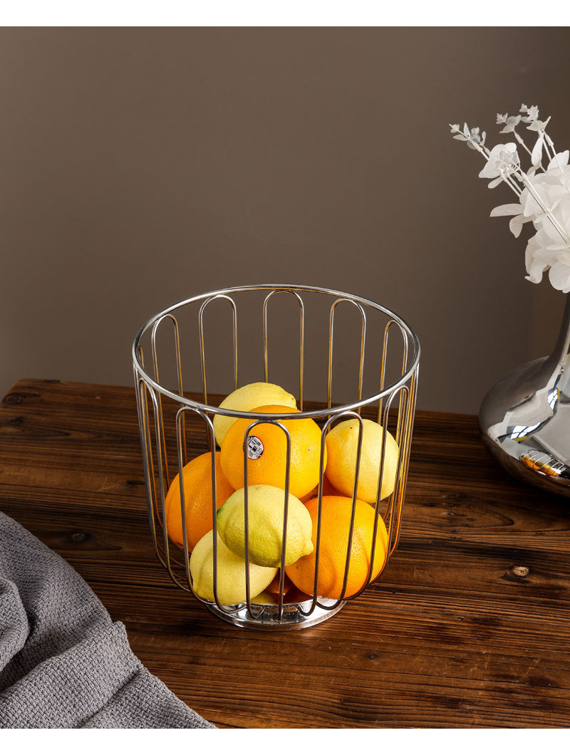 304 stainless steel fruit basket, fruit plate, fruit basket, citrus basket, home storage and decoration, round