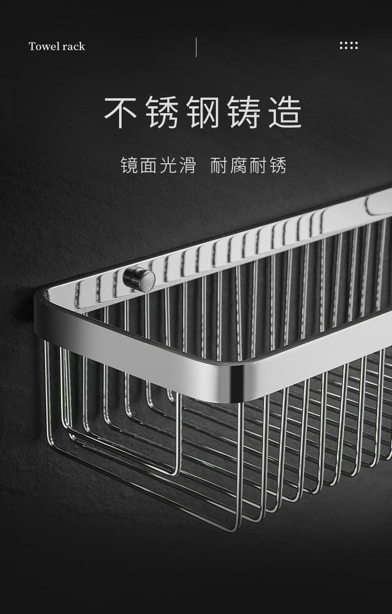 304 stainless steel bathroom storage rack rectangular wall mounted storage mesh basket bathroom shower room washbasin corner rack