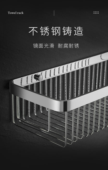 304 stainless steel bathroom storage rack rectangular wall mounted storage mesh basket bathroom shower room washbasin corner rack