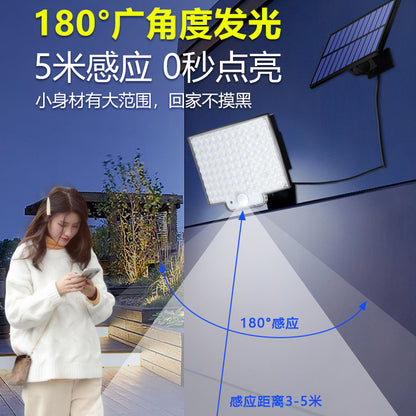 Solar outdoor light 2835LM 106 LED safety light, with remote control, IP65 waterproof, 180° wide-angle floodlight wall lamp, with 4 modes