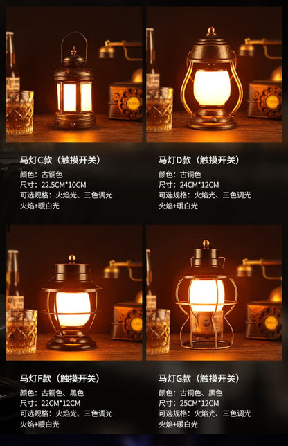 LED lamp decoration desk lamp creative retro horse lamp night lamp restaurant camping lamp ambient lamp bar lamp   led灯装饰台灯创意复古马灯小夜灯餐厅露营灯氛围灯酒吧台灯 - 太阳能LED露营灯 - Zhongshan Star Trade