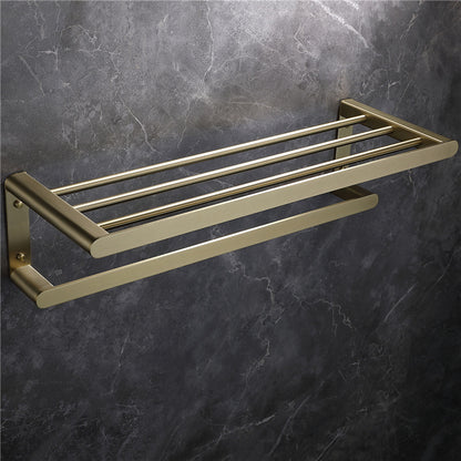 High-end brushed gold stainless steel towel rack and bath towel holder bathroom hardware set bathroom storage rack
