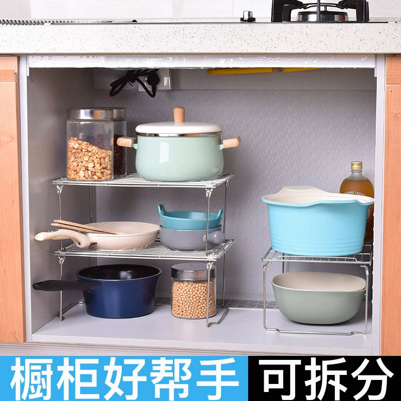 Lower sink storage rack 304 stainless steel cabinet separation storage rack cabinet pot rack freezer multi-layer storage