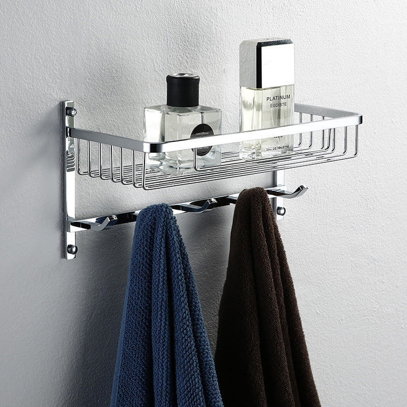 Bathroom storage rack, net basket, bath towel rack, towel rack with hooks bathroom