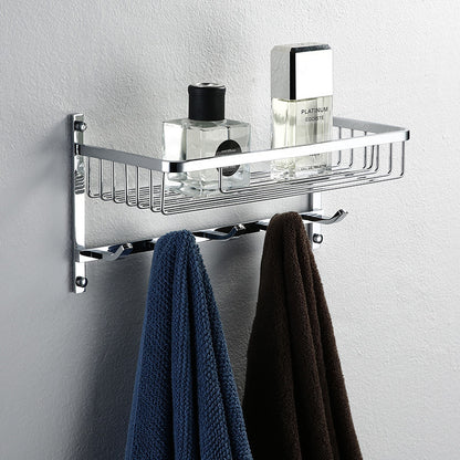Bathroom storage rack, net basket, bath towel rack, towel rack with hooks bathroom