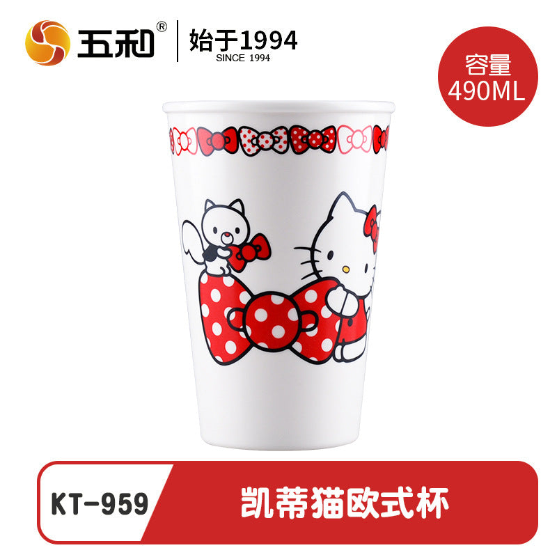Genuine Sanrio Hello Kitty children's melamine tableware, high appearance level plates, cartoon bowls, plates, cups and tableware 正版三丽鸥凯蒂猫儿童密胺餐具高颜值餐盘卡通碗盘子杯子餐具 - 日式餐具 - Zhongshan Star Trade - 凯蒂猫欧式杯KT - 959