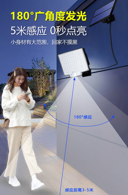Solar outdoor light 2835LM 106 LED safety light, with remote control, IP65 waterproof, 180° wide-angle floodlight wall lamp, with 4 modes