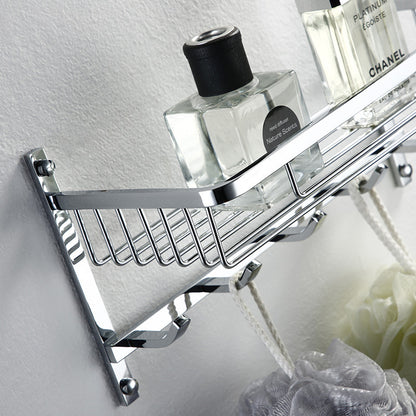 Bathroom storage rack, net basket, bath towel rack, towel rack with hooks bathroom