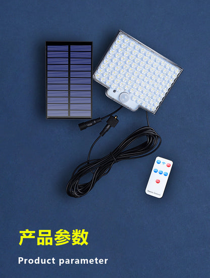 Solar outdoor light 2835LM 106 LED safety light, with remote control, IP65 waterproof, 180° wide-angle floodlight wall lamp, with 4 modes