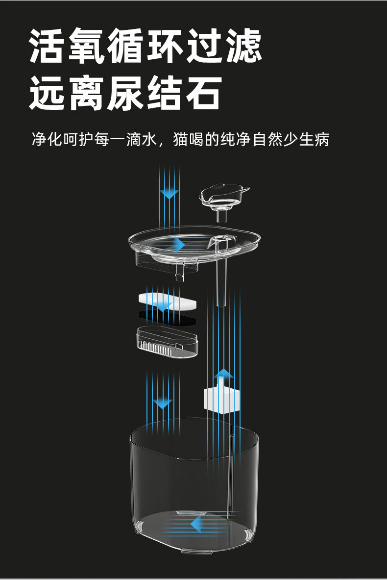 2.8 - liter automatic pet fountain dog water dispenser with replaceable filter and anti - slip foot pads, suitable for cats, dogs, and multiple pets (silver) 2.8 升自动宠物喷泉狗饮水机，带替换过滤器和防滑脚垫，适用于猫、狗、多只宠物（银色） - 宠物友好型户外用品 - Zhongshan Star Trade