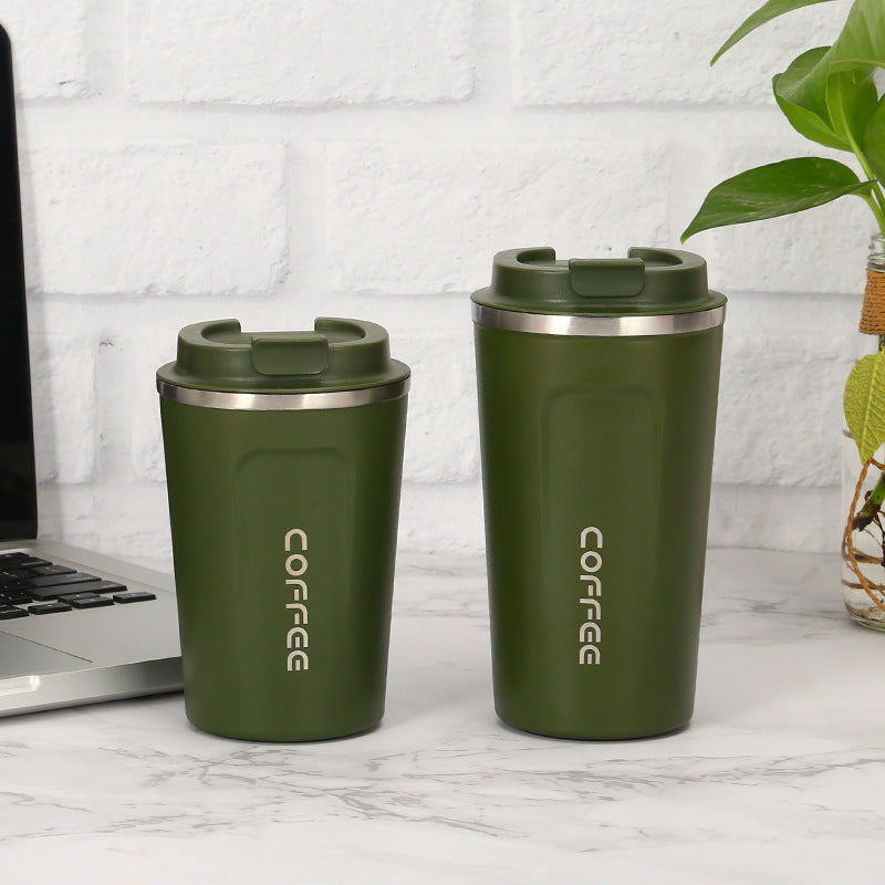 Vacuum insulated stainless steel travel cups, reusable coffee cups or water bottles with leak - proof LIDS, BPA - free, can keep beverages hot for 6 hours or cold for 12 hours 真空隔热不锈钢旅行杯，带防漏盖可重复使用的咖啡杯或水瓶不含 BPA 可使饮料保持热 6 小时或冷 12 小时 - 保温杯 - Zhongshan Star Trade - 军绿（二代咖啡杯） - 510ml