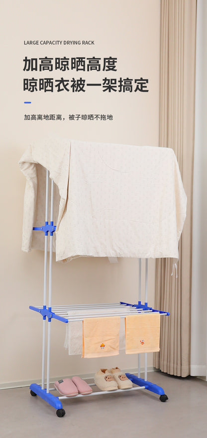 Folding clothes drying rack, clothing 4 - layer clothes rack, stainless steel laundry clothes drying rack with grey wings on both sides 晾衣架折叠晾衣架服装 4 层衣架不锈钢洗衣晾衣架带两侧翼灰色 - 折叠式多功能晾衣架 - Zhongshan Star Trade