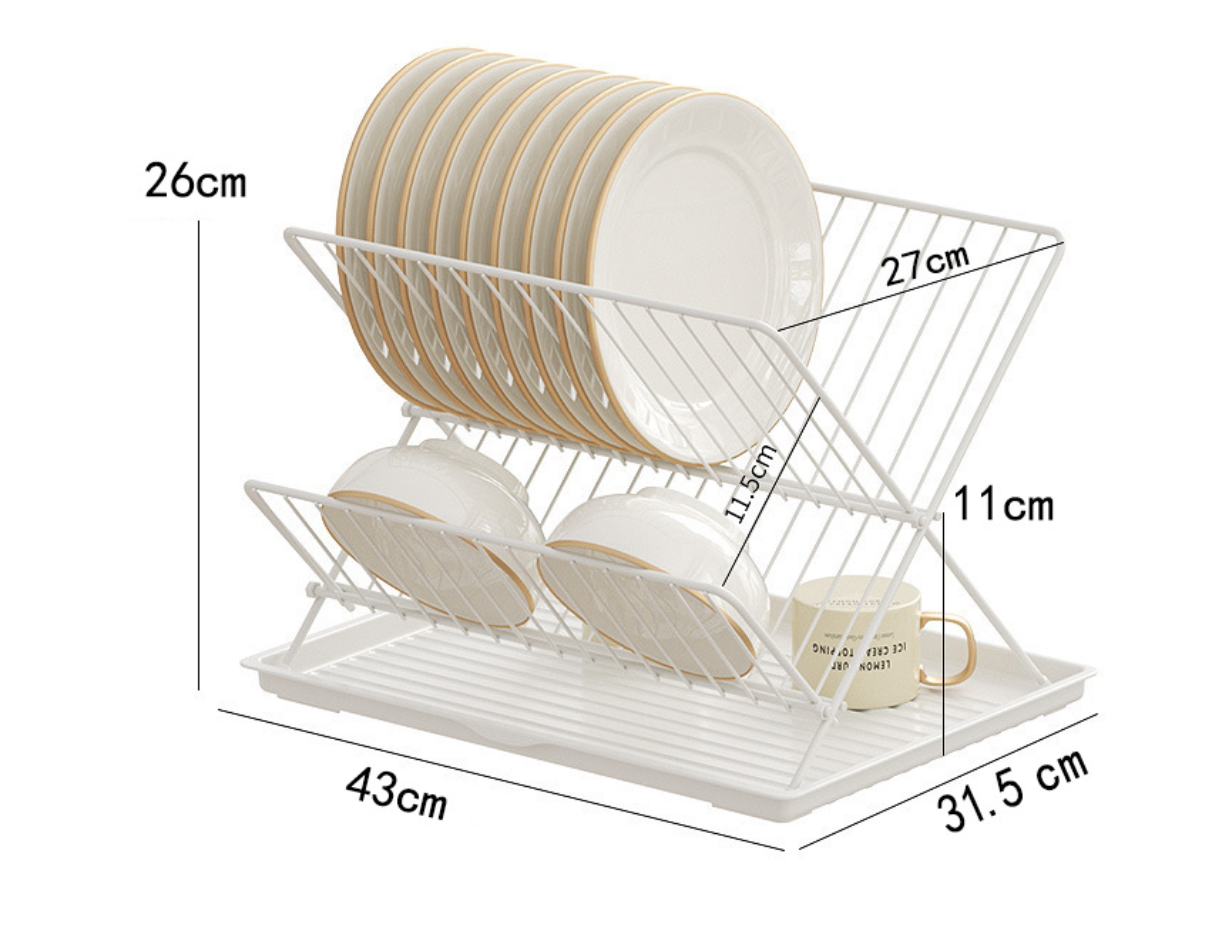 X-shaped draining bowl rack, foldable, thickened, double-layer large draining rack, countertop kitchen dish storage rack - Im