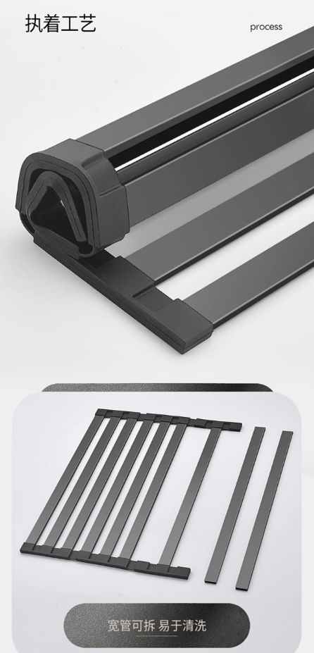 Sink draining rack, 304 stainless steel foldable bowl rack, storage rack, gun grey kitchen countertop storage water filter pa