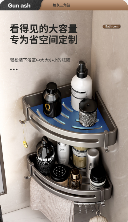 Bathroom shelf, toilet, shower room, wall-mounted triangular corner storage, no need for drilling