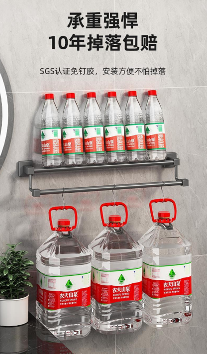 Gun gray stainless steel towel rack, towel bar, no need for drilling, single bar, bathroom, double bar, bath towel rack, bathroom rack, hotel