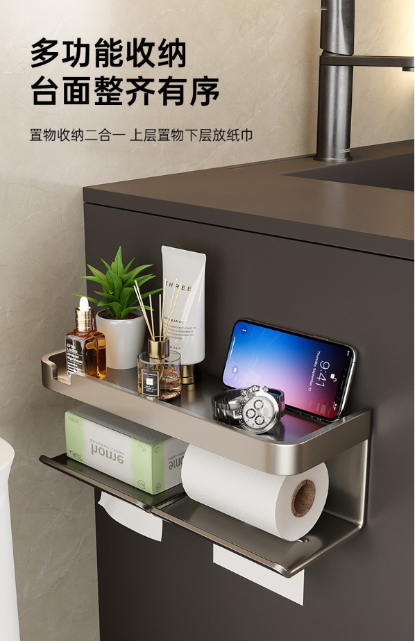 Toilet paper box, toilet tissue box storage rack, tissue paper roll tube placement box, bathroom storage without drilling